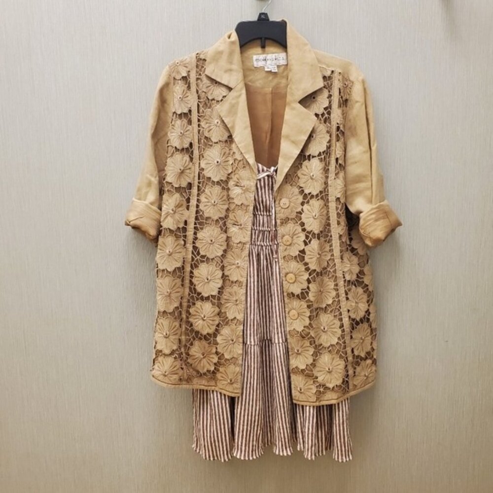 DV Couture Crochet Layer Cut Out Linen Blazer Vintage Size 10
